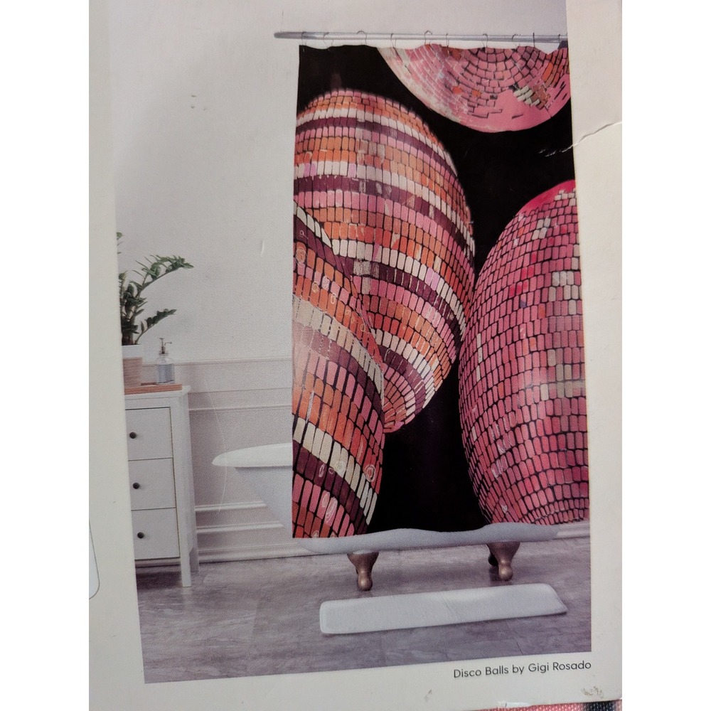 Deny Designs Disco Balls by Gigi Rosado Pink Orange Shower Curtain Art Decor
